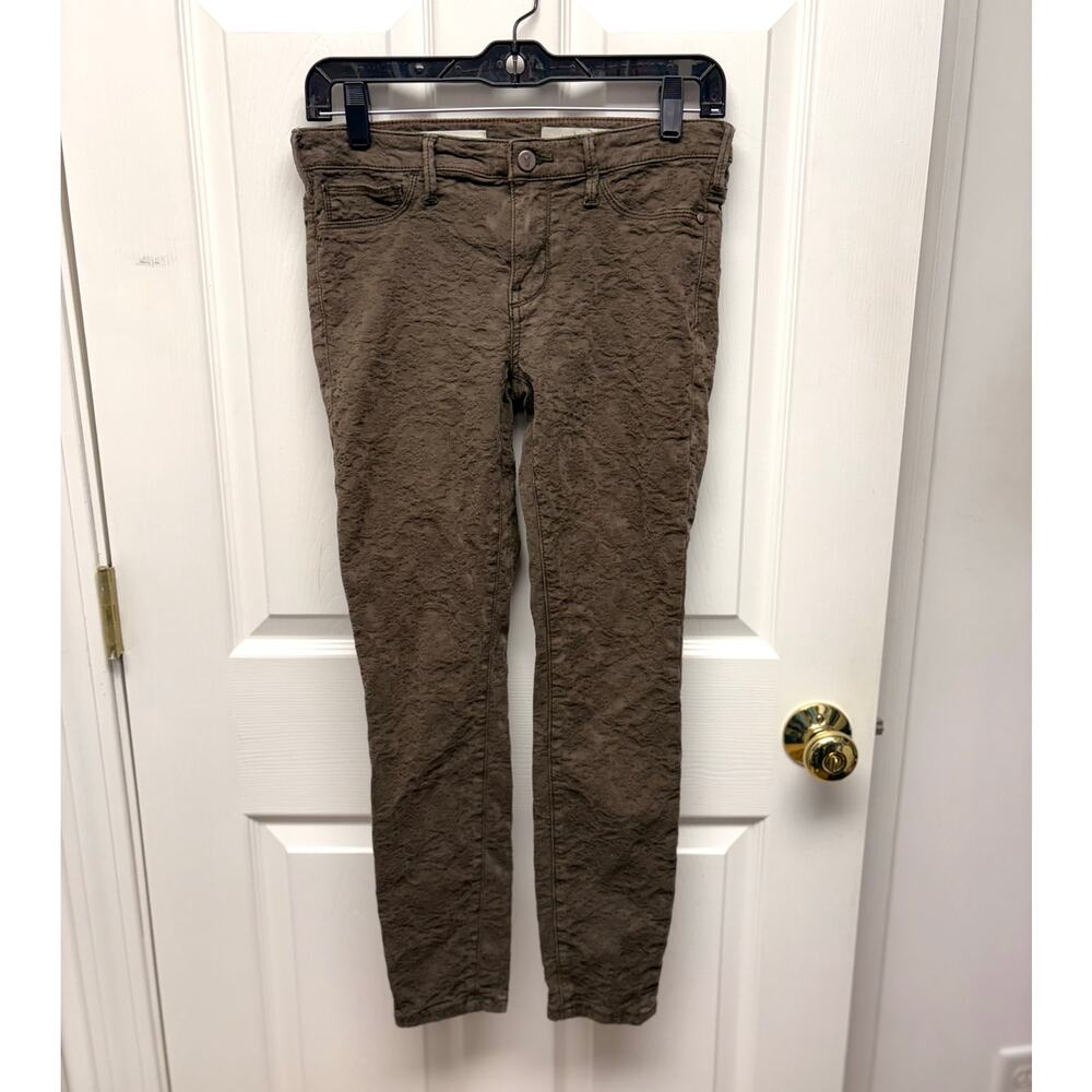 Pilcro and the Letterpress Jeans Green Serif Textured Skinny, Women's Size 27